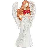 QLFJ-FurDec Resin Angel Figurines Holding Heart, Praying Guardian Angel Statue for Home Decor Hand-Painted Memorial Gifts Thanksgiving Christmas
