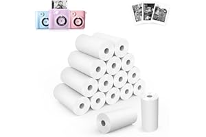 Riosin 16 Rolls Instant Camera Refill Print Paper for Kids, Photo Printer HD Printing Thermal Print Paper Rolls Fit for Most Kids Instant Camera (White-16)