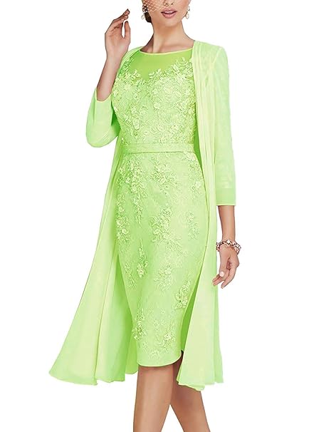 ShineGown Mutter des Bräutigams Kleider Damen 2 Stück Knielangen Spitze Chiffon Brautkleid.