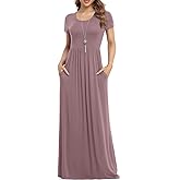 VIISHOW Women's Short Sleeve Loose Plain Maxi Dresses Casual Long Dresses with Pockets