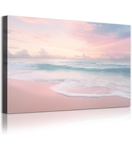 Amazon.com: Mostemauo Pink Beach Sunset 16x24inchx3pcs No Frame