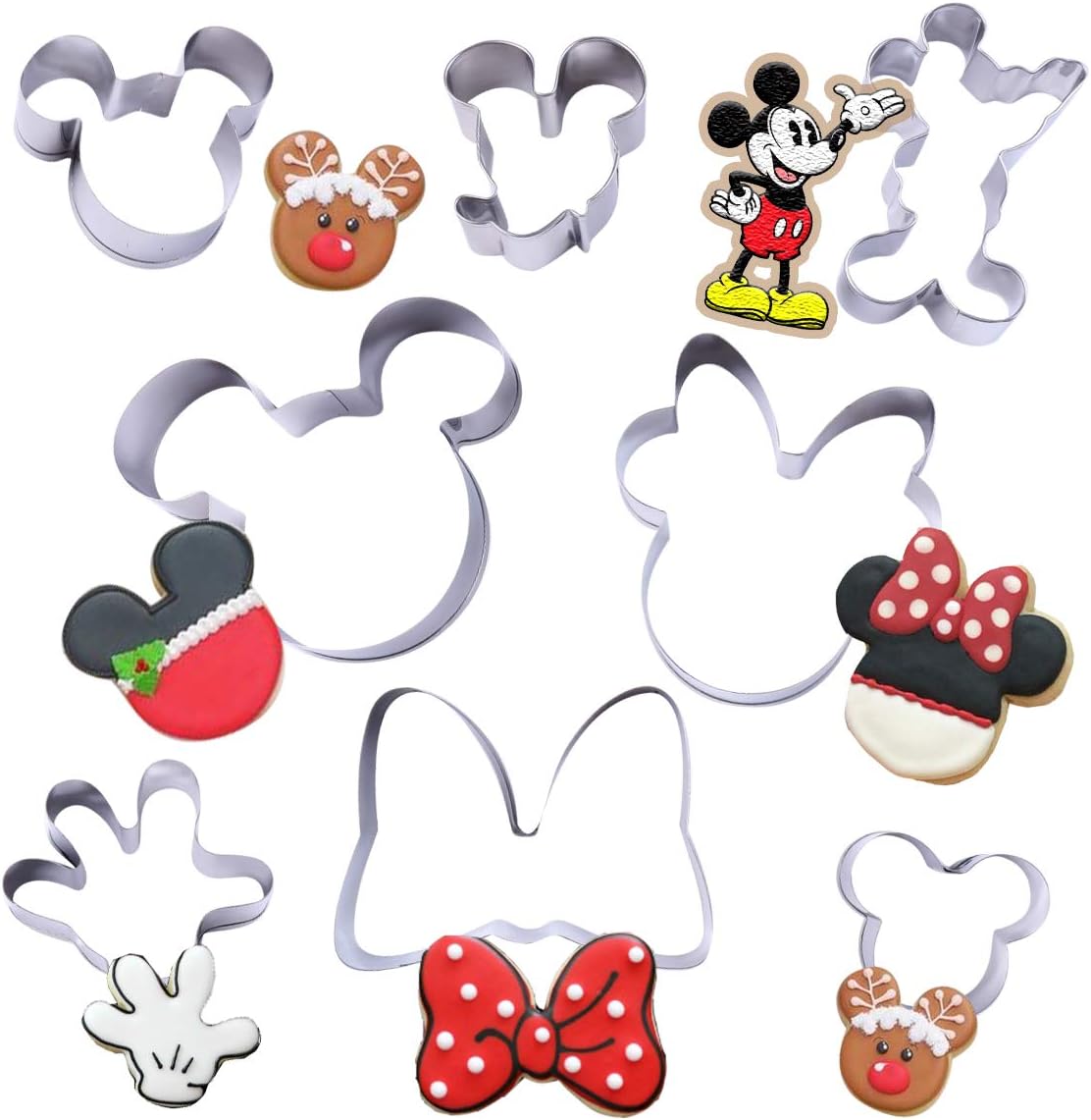 8 Pack Cookie Cutters Themed of Mickey Minnie Mouse, Stainless Steel