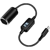 WYMECT USB C Male to 12V Cigarette Lighter Socket Adapter 12V 18W Power Cable for Dash Cam, Car Led Light Strips, GPS (1 Pack