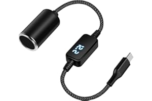 WYMECT USB C Male to 12V Cigarette Lighter Socket Adapter 12V 18W Power Cable for Dash Cam, Car Led Light Strips, GPS (1 Pack)