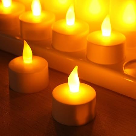 Easelife Flameless Diwali Led Tealight Candles- Long Lasting/Flameless LED Yellow Tealight Birthday/Festival / Anniversary/All Purpose (4)