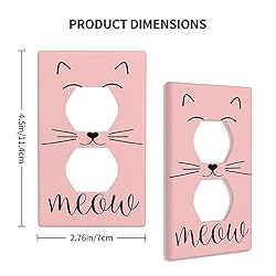 Moslion Pink Cat Face Wall Plates Switch Covers