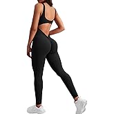 YEOREO Sleeveless Jumpsuits for Women Sexy Backless Gym Bodycon Lizvette V Back Scrunch Butt Rompers