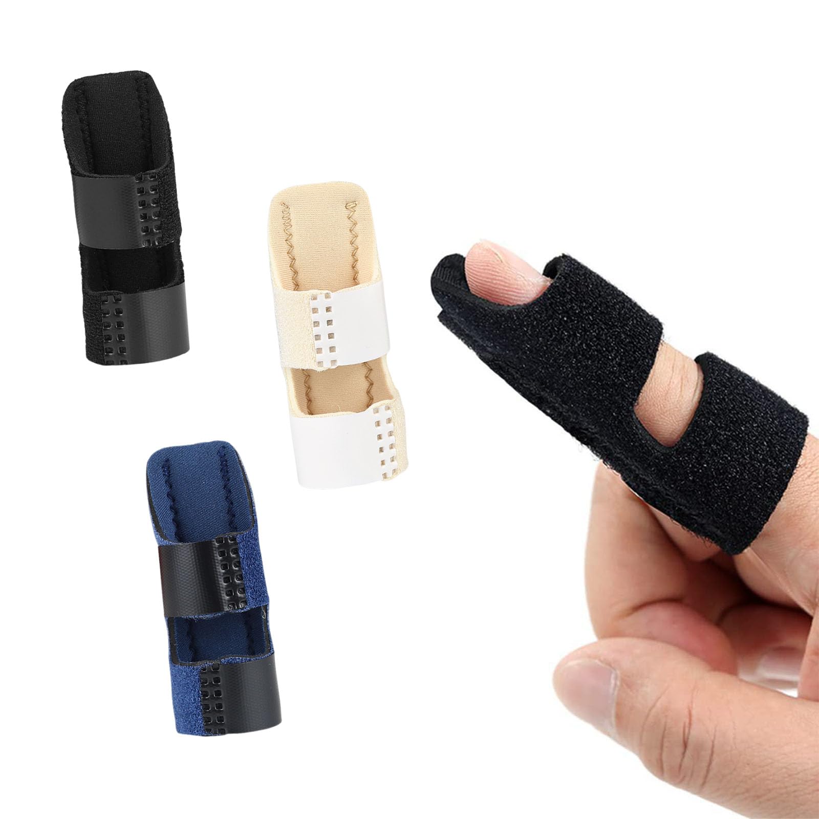 dinghaole 3 Pcs Trigger Finger Splint, Upgraded Finger Splints, Straighten Broken or Bent Fingers & Thumbs, Stabilizer Brace for Broken, Strained, Sprained, Swollen Fingers, Arthritis or Tendinitis