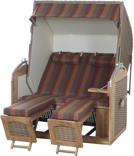 Strandkorb Rustikal 300 Z Comfort Teak XL PE Geflecht ...
