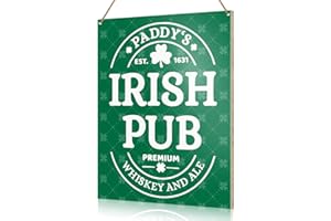 UDNADKEX St. Patrick's Day Wooden Sign Decor, Paddy's Irish Pub, Saint Patrick's Day Sign Bar Decor Home Pub Man Cave Irish Wall Decorations