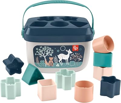 Fisher-Price Baby's First Blocks Stacking Toy 10 Shapes Navy Fawn HJP20
