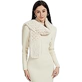 Fur Story Women's Rex Rabbit Fur Scarf Ladies Winter Warm Knitted Long Crochet Fashion Scarf Scarves for Women Men