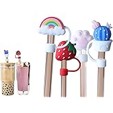 4 Pcs Extra Large Straw Toppers for Boba Straws and Jumbo Straws, 0.48” & 0.55” (12mm & 14mm) Diameter, Reusable Dust-Proof Straw Covers, Made with Food Grade Silicone