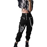 XKBHYD Womens High Waist Jogging Pants with Multi Zipper Lightweight Sweatpants Casual Relaxed Fit Trousers