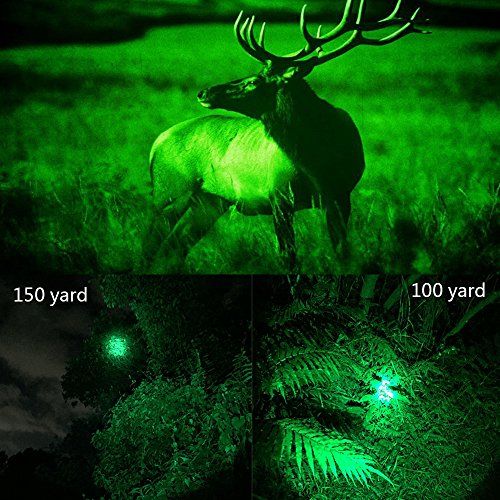 VASTFIRE 350 Yard Zoomable CREE Green Flashlight Kit Varmint Predator Coyote Hog Light with Remote Pressure Switch Rechargeable Batteries and Charger, Gift Box Packaging