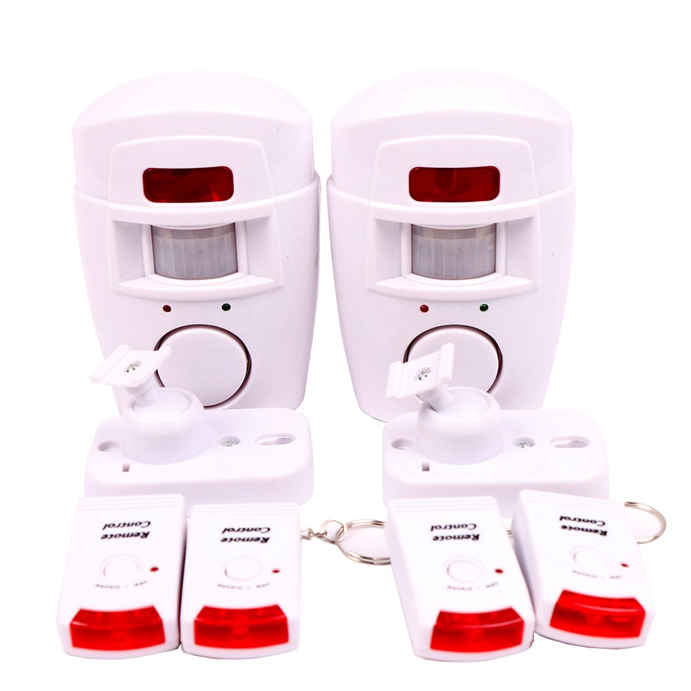 WER Infrared Wireless Motion Detection Alarm, Home Safety, Summer Garage, Storage Center, Caravan Alarm System, Battery Power Supply With 2 X Remote Control (2 Pack)