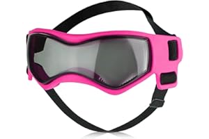 Dog Goggles Small or Medium Dog Sunglasses Anti-UV Waterproof Windproof Glasses Dog Eyewear for Small Medium Breed (Pink)