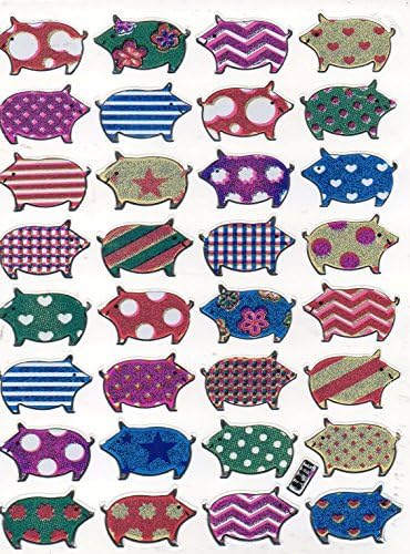 Pig Piglet Piggy Animal sticker decal Metallic Glitter 1 sheet Dimensions: 13,5 cm x 10 cm