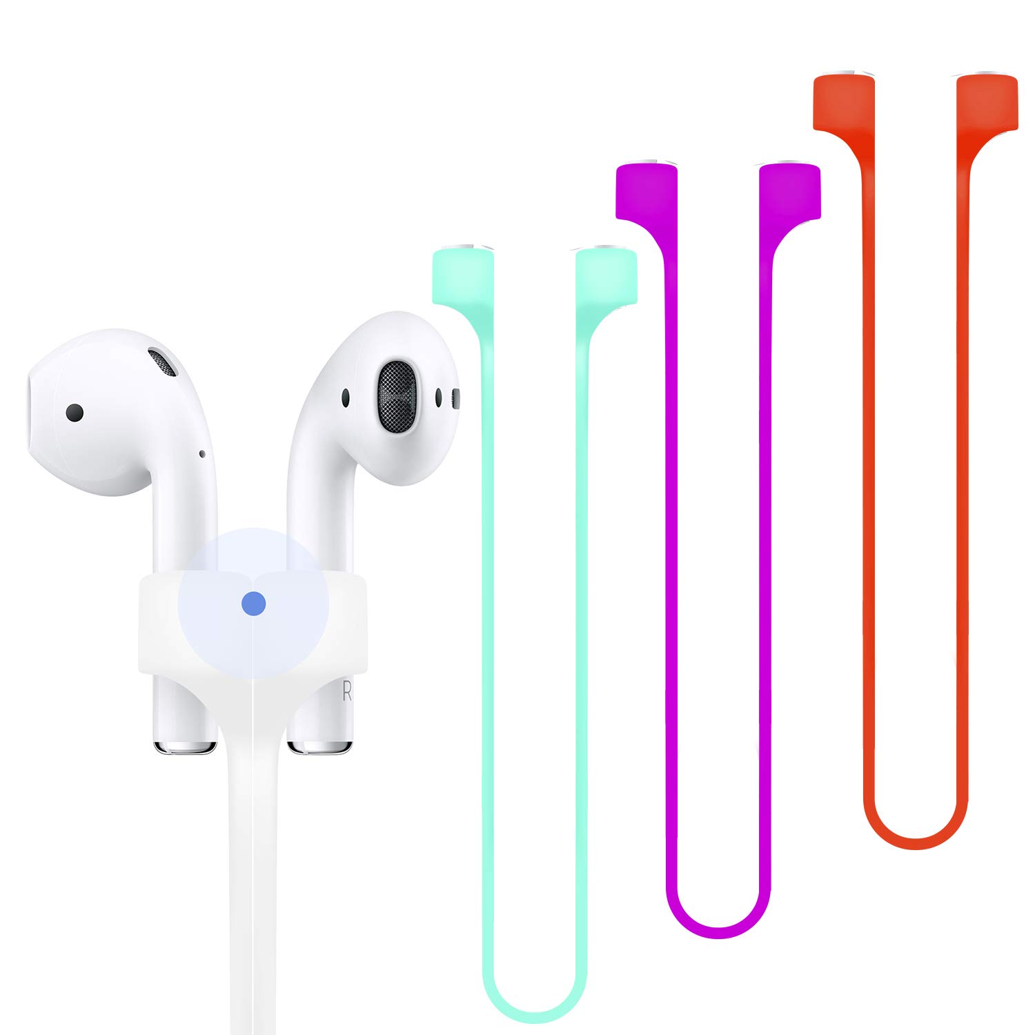 Compatible for Magnetic Anti-Lost Strap AirPods 1 2 Pro Accessory - Colorful Soft Sport String Tether Lanyard, Silicone Wire Cable Connector, Silica Gel Neck Rope Cord