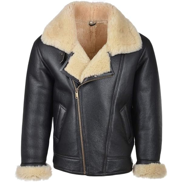 B3 Men's Real Sheepskin Shearling Fur Bomber B3/B17 Aviator