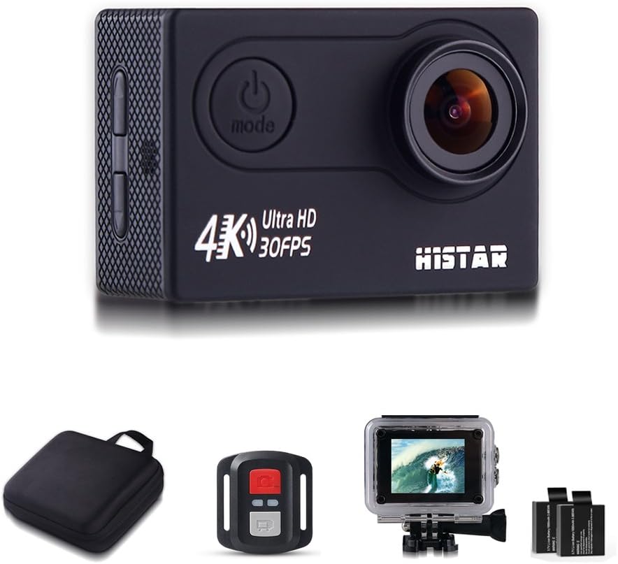 H9R Action Video Camera,Camcorder 4K WiFi Waterproof Sports Camera Full HD 4k 30fps 1080P 60fps 720p120fps Ultra HD Camera 16MP Photo and 170 Wide Angle Lens 2 Rechargeable 900mAh Batteries