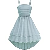 Uleecca Girls Dresses Smocked Ruched Flowy Cami Dress High Low Layered Semi Formal Summer Dress 6-12Y