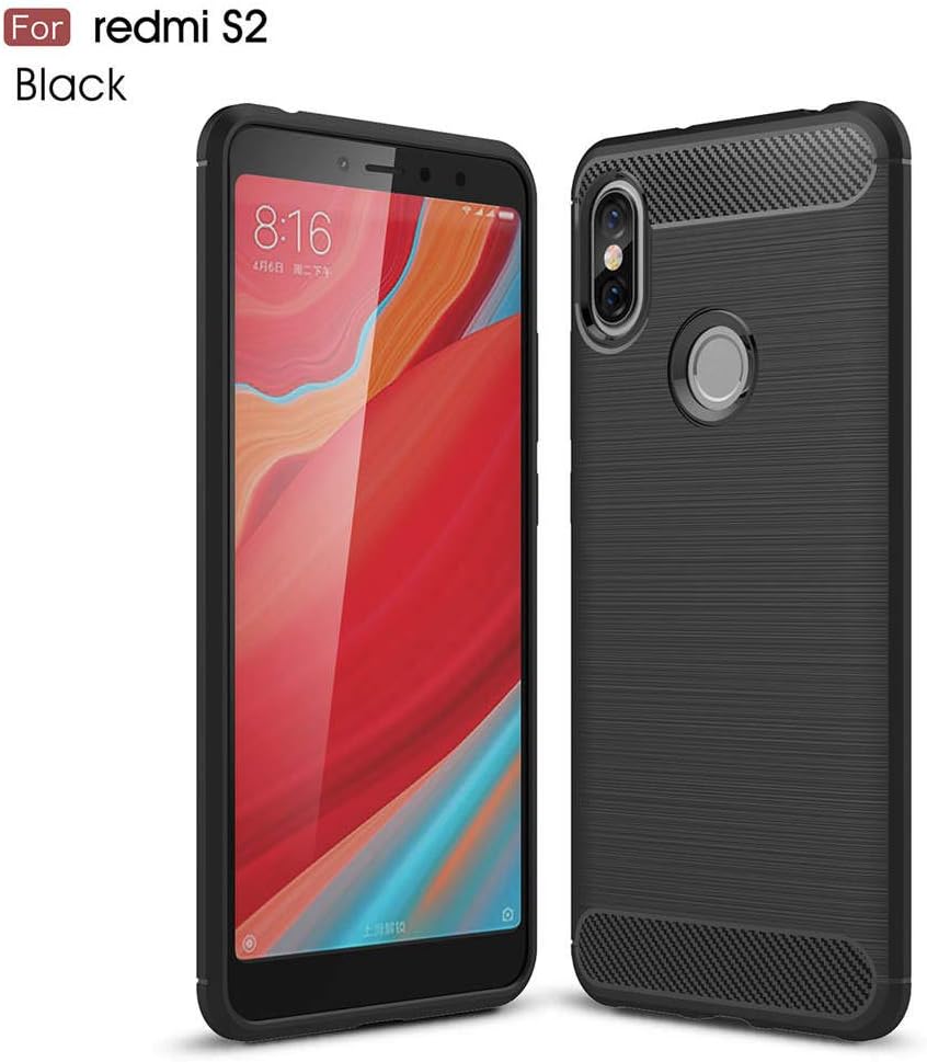 Redmi S2 Case, Carbon Fiber Flexible TPU Rubber Soft Silicone Full-Body Protective Cover for Xiaomi Redmi S2