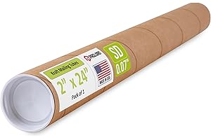 Paclord 2" x 24" Reinforced Kraft Paper Mailing Tube, Pack of 1 Tube with 2 Caps – Secure USPS Approved Poster Tube – Cardboard Tube for Shipping and Storing Posters, Prints, Artwork, or Documents