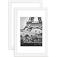 Americanflat 8x12 Picture Frame with Polished Plexiglass - Set of 2 - Use as 6x8 Frame with Mat or 8x12 Frame Without Mat - Galleria Collection - Photo Frames for Wall Display - White