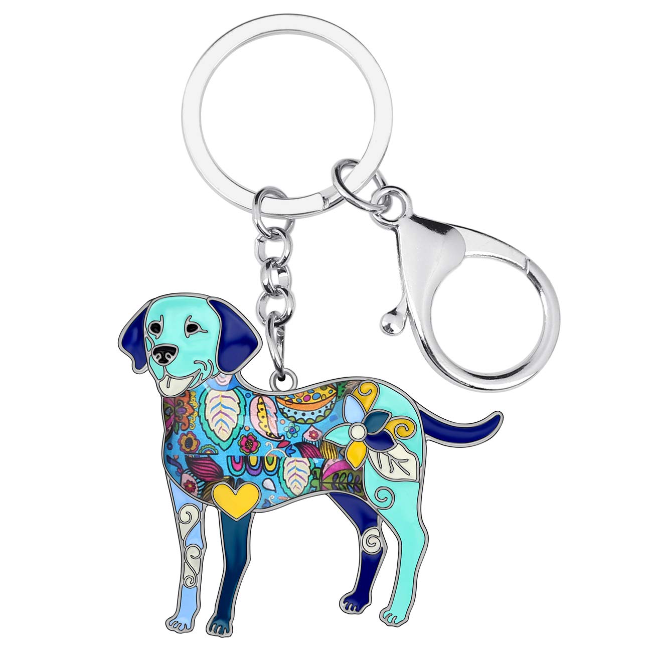 BONSNY Enamel Alloy Heart Labrador Retriever Dog Lover Key For Women Car Purse Charms (Blue)