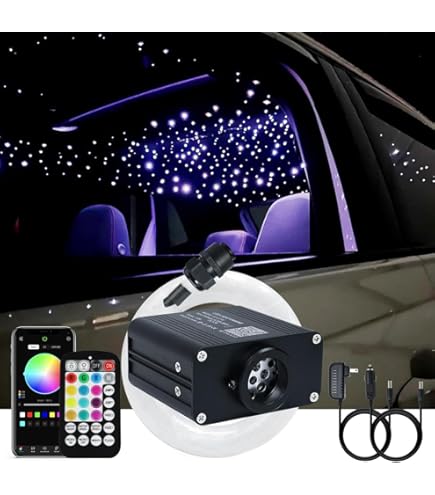 CHINLY 32W Twinkle 1600pcs 13.1ft 0.03in Fiber Optic Lights Starlight Headliner Kit, Music Mode Bluetooth APP Control Remote, RGBW Star Roof Lights For Star Headliner/Home Theater/Pool Ceiling - View #10