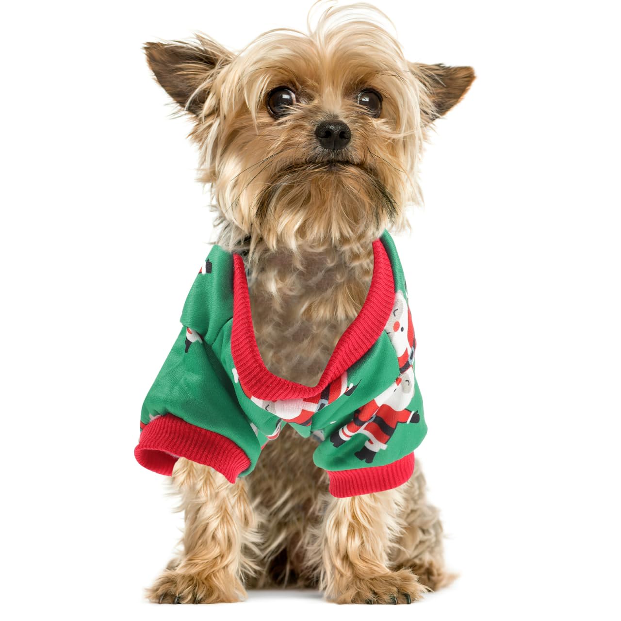 Christmas Santa Printed Pet Clothes Dog Clothes Warm Winter Costume for Puppy Perfect for Holiday Parties and Outdoor Activities