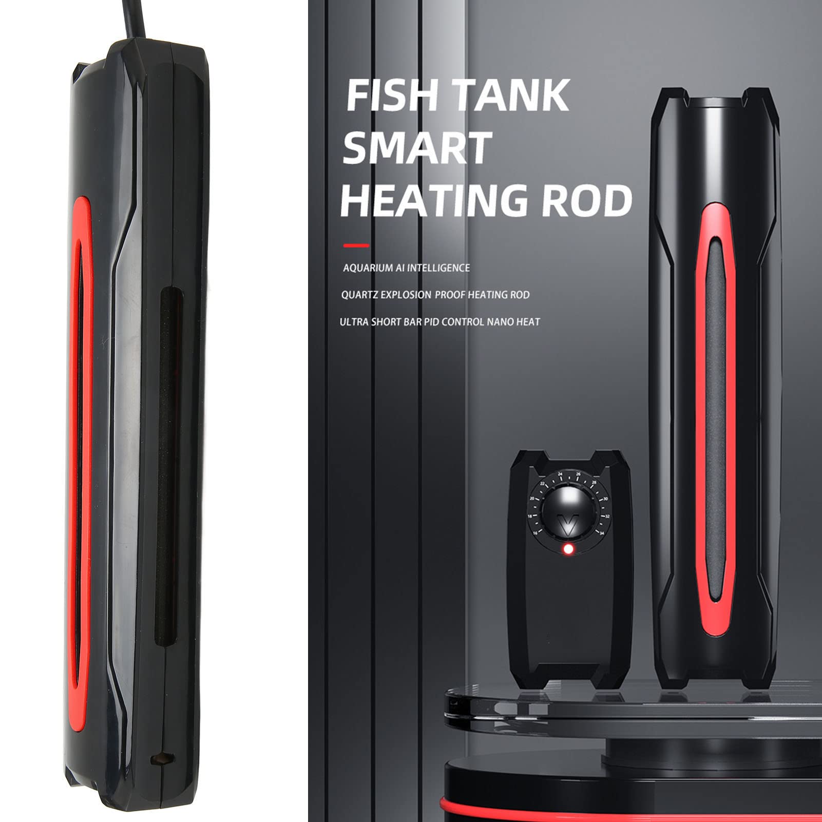 Pssopp Fish Tank Heater, Automatic Thermostat Knob Aquarium Heater with External Temperature Control for Fish Tank (500W)