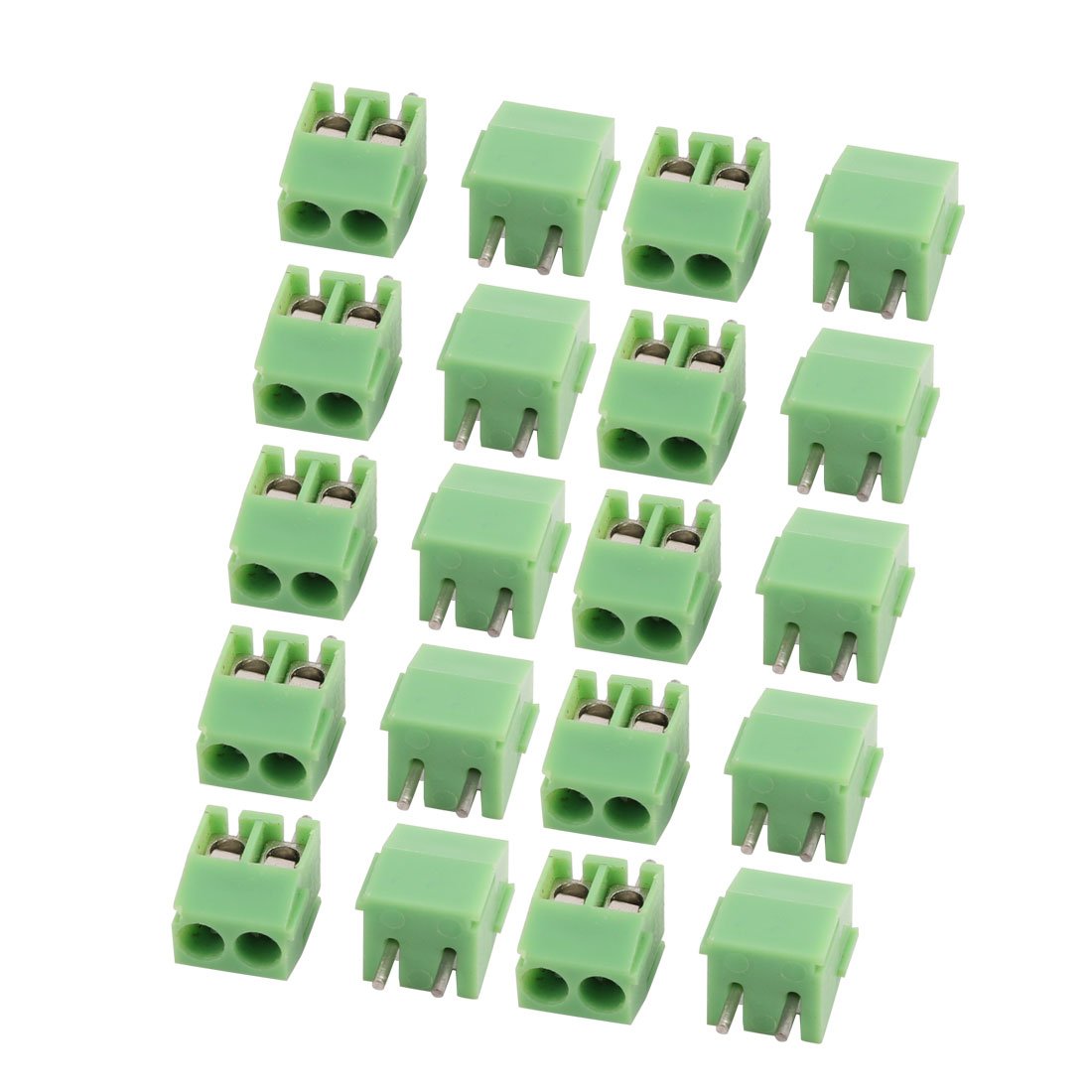 Sourcingmap 20PCS 300V 10A 3.50mm Pitch 2P Male PCB Screw Terminal Block Connector Green
