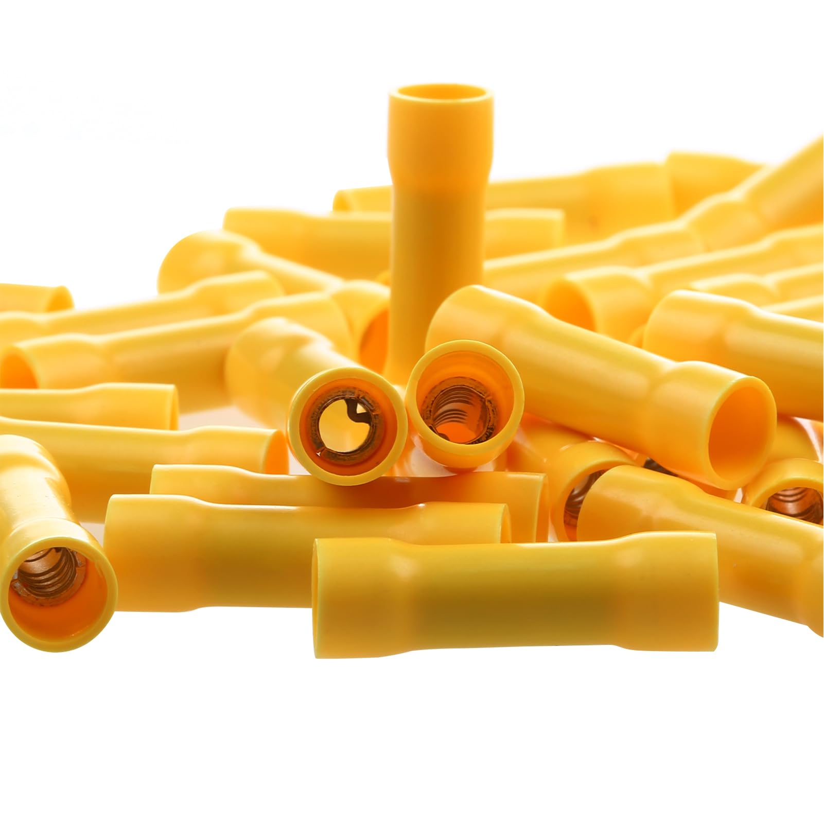 Photo 1 of AIRIC UL Listed Yellow Butt Connectors Crimp Splice Terminals 50 pcs 12-10 AWG Electrical Connector, Fully Insulated PVC Wiring Crimps Terminal for 12,10 Gauge Wire