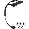 upHere 1-to-4 ARGB Splitter Cable, ARGB Cable, 5V 3 Pin Addressable RGB Extension Cable ARGB LED Sync Cable for Computer Chas