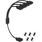 upHere 1-to-4 ARGB Splitter Cable, ARGB Cable, 5V 3 Pin Addressable RGB Extension Cable ARGB LED Sync Cable for Computer Chas