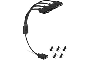 upHere 1-to-4 ARGB Splitter Cable, ARGB Cable, 5V 3 Pin Addressable RGB Extension Cable ARGB LED Sync Cable for Computer Chas