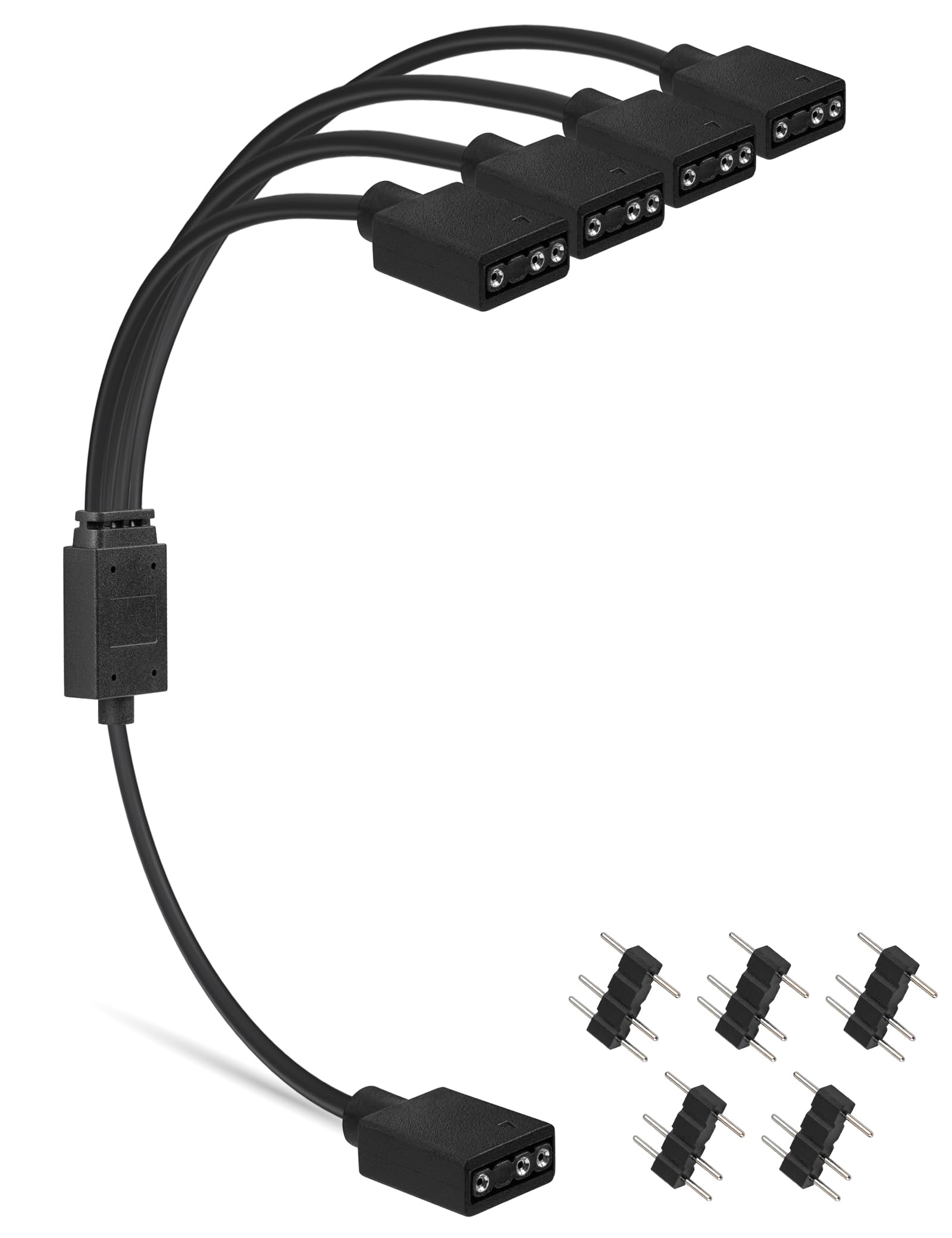 upHere 3Pin ARGB 1 to 4 rgb Splitter Cable LED Strip Connector -30cm with Male Pins,53ARGB