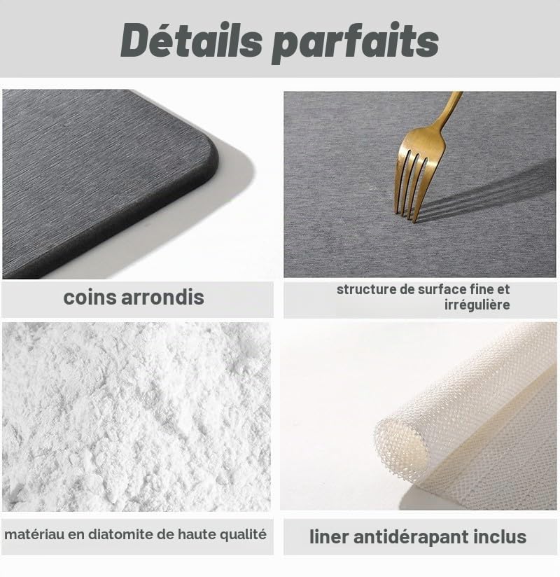 Diatomite Stone Bath Mat Hard 60 x 40 cm Super Absorbent, Easy to Clean, Non-Slip, for Bathroom and Kitchen, Natural Material Quick Drying Ultra Absorbent Non-Slip Modern