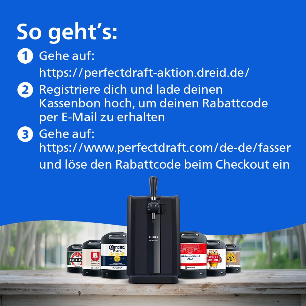 Philips PerfectDraft Bierzapfanlage für zu Hause, 6 l, Frisches, 3° Grad Kaltes Bier für 30 Tage mit LED-Anzeigen (HD3760/90) 3