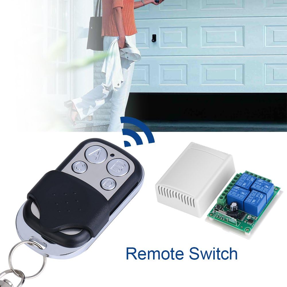 Wireless Remote Control Momentary Switch System Transmitter & Receiver with Receiver Relay Smart House Equipment for Home Garage Doors Use DC12V 4-CH 433MHZ - Image 4