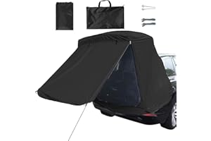 TIYURENER SUV Tailgate Tent with Awning Shade Car Tent for Camping Accessory for Car Camping Universal Fit Most SUV (Black)