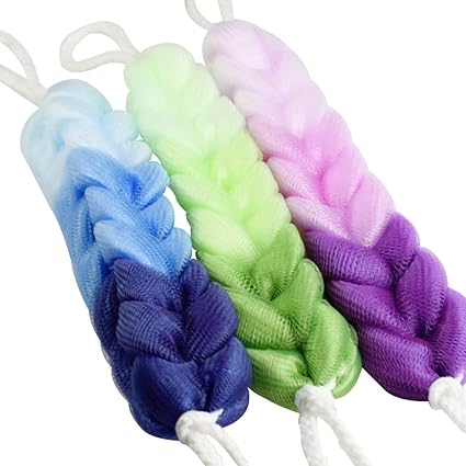 ROSENICE 3pcs Badeschwamm Seifschwamm Puff Dusche zurück Scrubber Peeling Rückeneinseifer (sortierte Farbe)