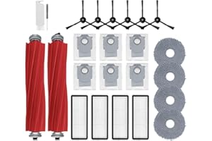TOSOMO 24Pcs Qrevo S Accessories Kit Replacement Compatible with Roborock Qrevo S/Qrevo Plus/Qrevo Pro Robot Vacuum, 2 Main Brush, 4 Mop Cloth Pads, 6 Side Brushes, 4 HEPA Filters,6 Dust Bag, 1 Cleaning Tool