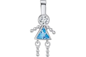 GINGER LYNE COLLECTION Birthstone Baby Pendants for Mom or Grandma by Ginger Lyne - Miniature Kids 24mm Birthday Boy or Girl Cubic Zirconia Sterling Silver Charms to Create a Family Tree Necklace for Women