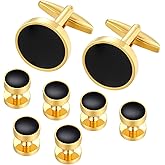 Dannyshi Cufflinks for Men and Tuxedo Shirt Studs Set with Gift Box Stainless Steel Cuff links
