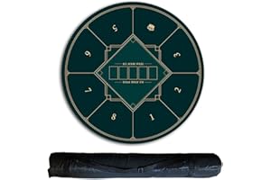 Portable Poker Table Top Mat Round Poker Mat for Texas Holdem,60cm Portable Poker Table Top with Carrying Bag,8 Player Game L