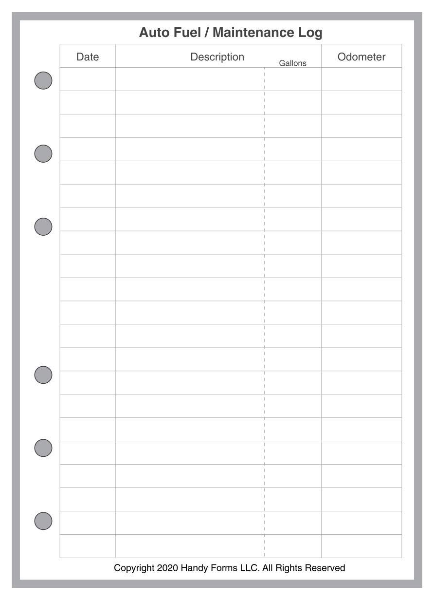 A6 Size Auto Fuel and Maintenance Log, for 6-Ring A6 Binders. Sheet Size 4.13" x 5.83" (105mm x 148mm). THIS IS A EUROPEAN STANDARD A6 SIZE. YOUR A6 MAY BE DIFFERENT. PLEASE SEE IMAGES.