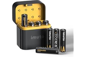 imuto Rechargeable AA Batteries Lithium 8 Pack with Charger,3000mWh 1.5V Constant Output Double A Batteries Rechargeable,1600